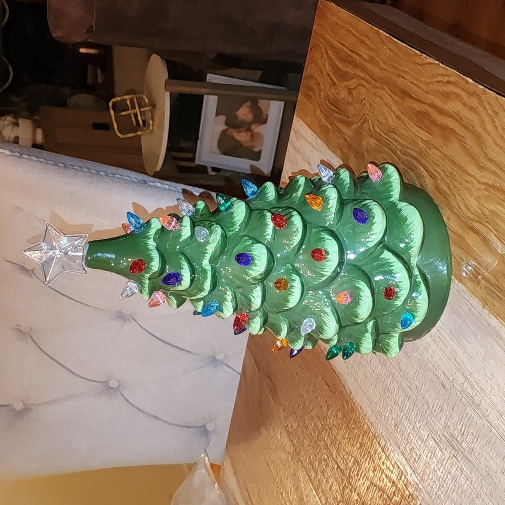 Christmas tree lights up small 13.5 inches tall and 7" wide